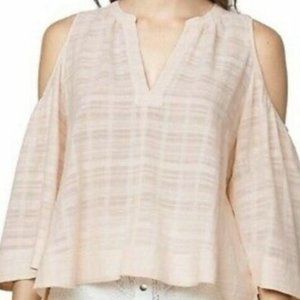 BCBGMaxazria ELIN Blouse Feminine Pink Peach Sheer Cotton Top S Beach NWT $158